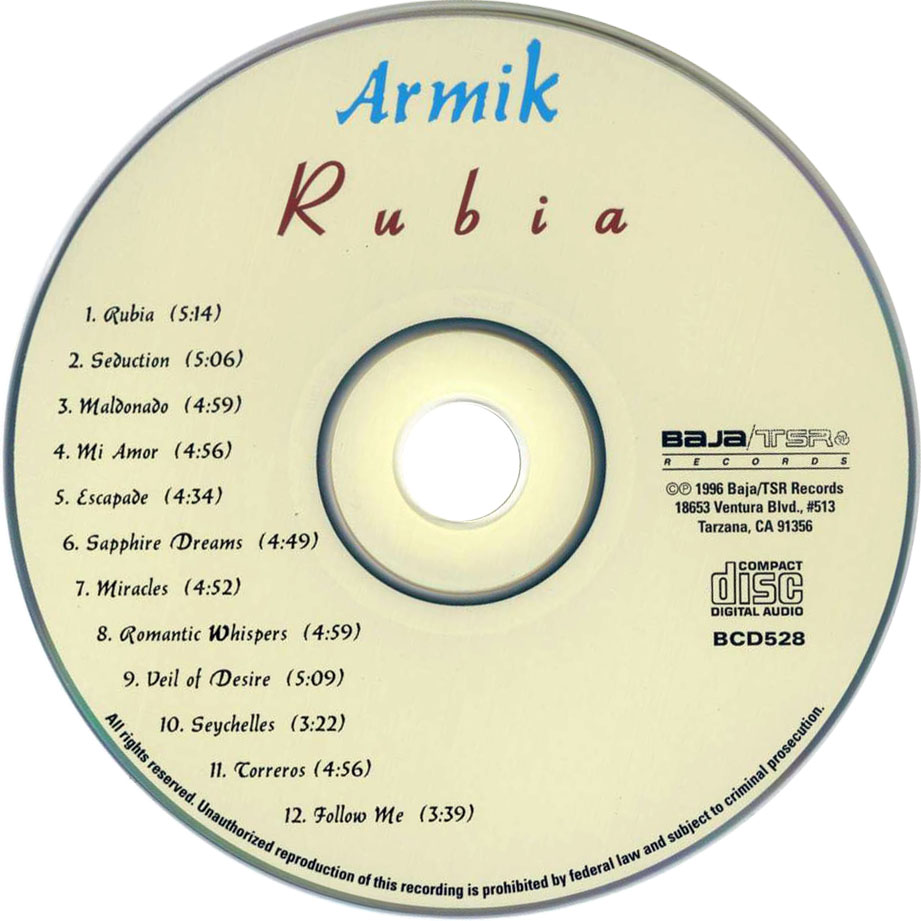 Cartula Cd de Armik - Rubia