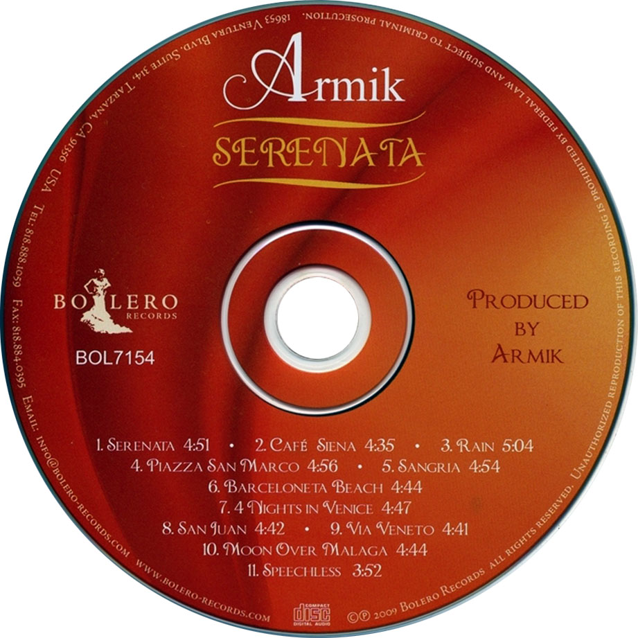 Cartula Cd de Armik - Serenata