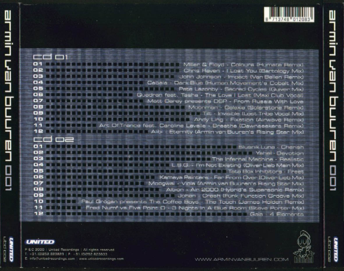 Cartula Trasera de Armin Van Buuren - 001 A State Of Trance