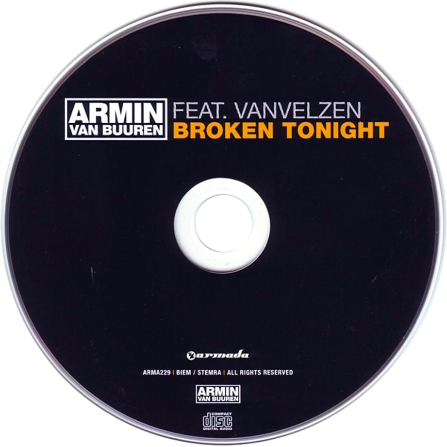 Cartula Cd de Armin Van Buuren - Broken Tonight (Featuring Vanvelzen) (Cd Single)
