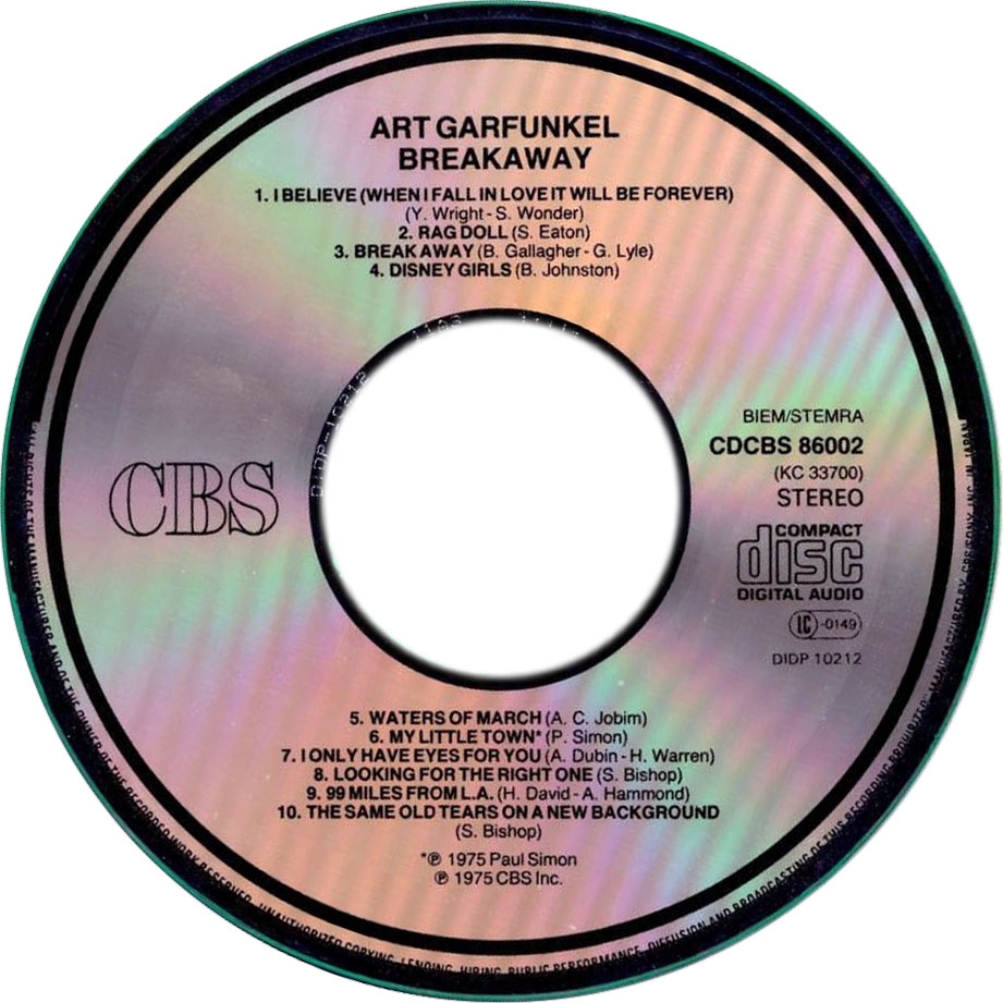 Cartula Cd de Art Garfunkel - Breakaway