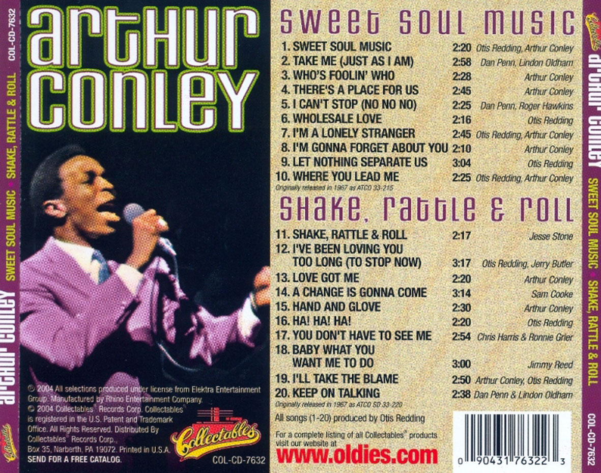 Cartula Trasera de Arthur Conley - Sweet Soul Music / Shake, Rattle & Roll