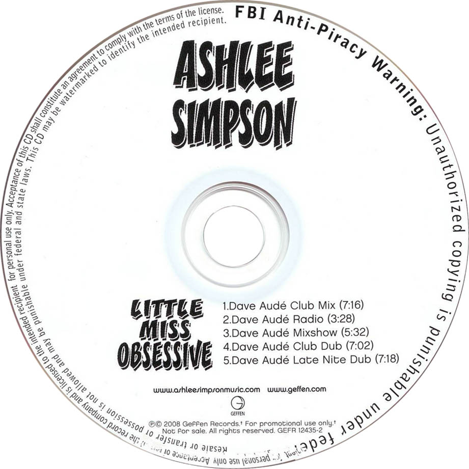 Cartula Cd de Ashlee Simpson - Little Miss Obsessive (Cd Single)