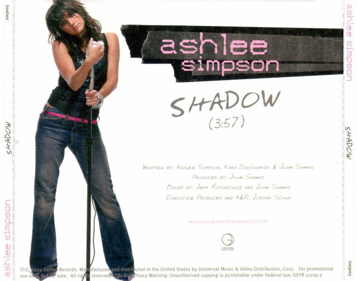 Cartula Trasera de Ashlee Simpson - Shadow (Cd Single) (Estados Unidos)