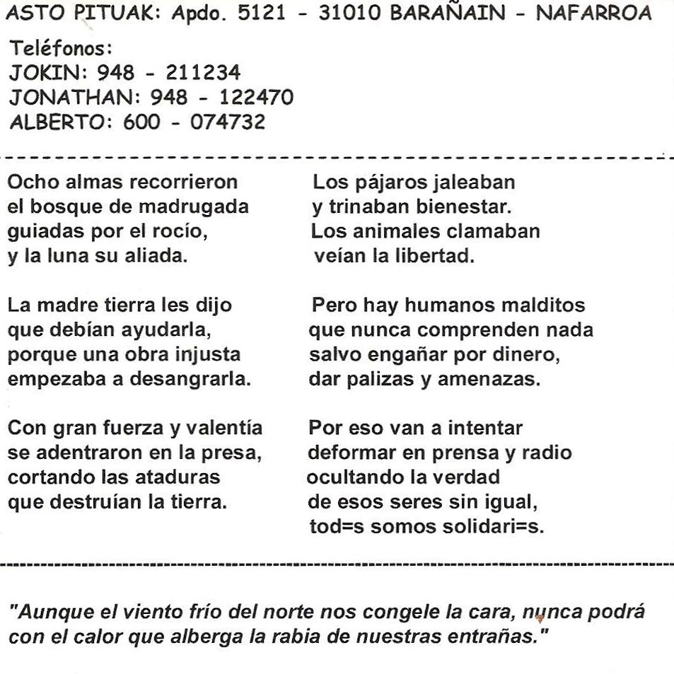 Cartula Interior Frontal de Asto Pituak - Para Bien O Para Mal, Somos Asi