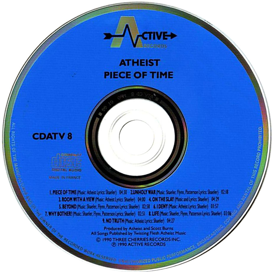 Cartula Cd de Atheist - Piece Of Time
