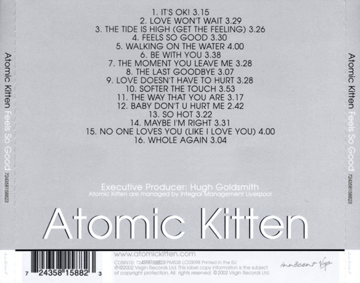 Cartula Trasera de Atomic Kitten - Feels So Good (16 Canciones)