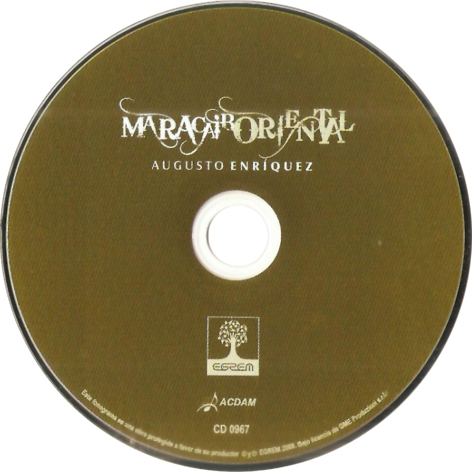 Cartula Cd de Augusto Enriquez - Maracaibo Oriental