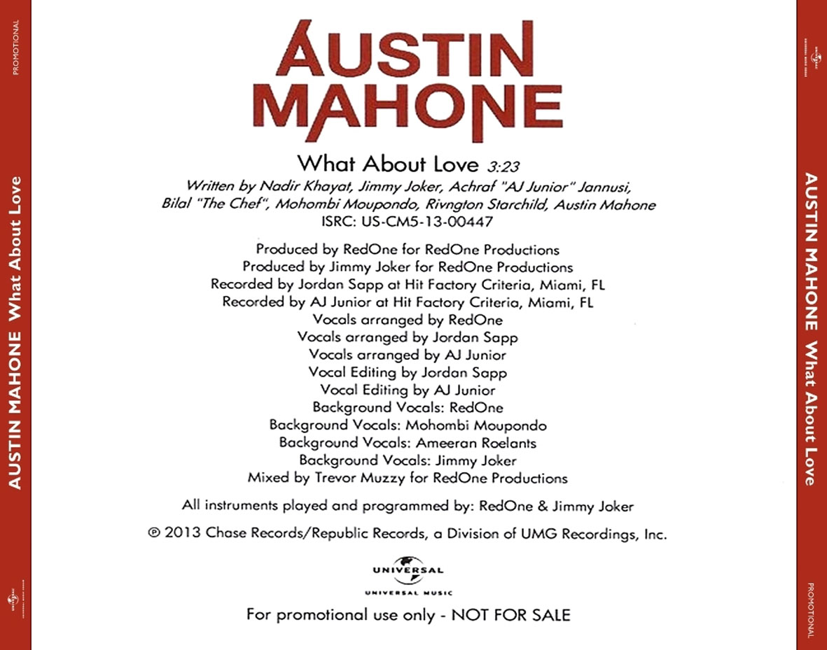 Cartula Trasera de Austin Mahone - What About Love (Cd Single)