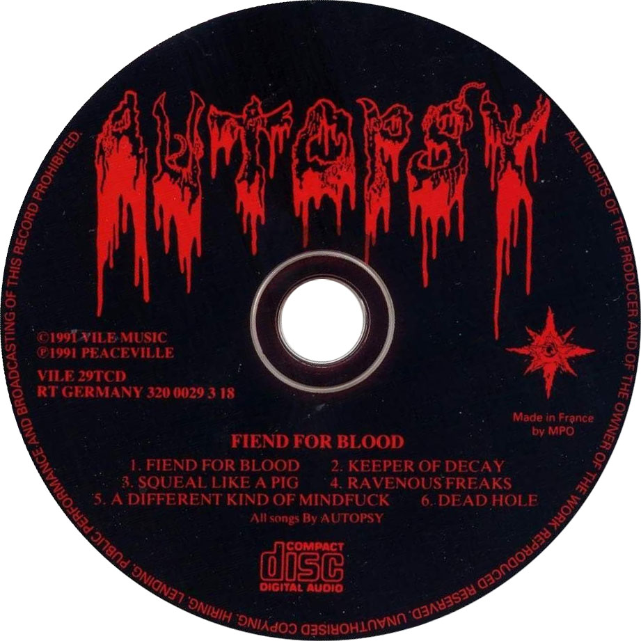 Cartula Cd de Autopsy - Fiend For Blood (Ep)