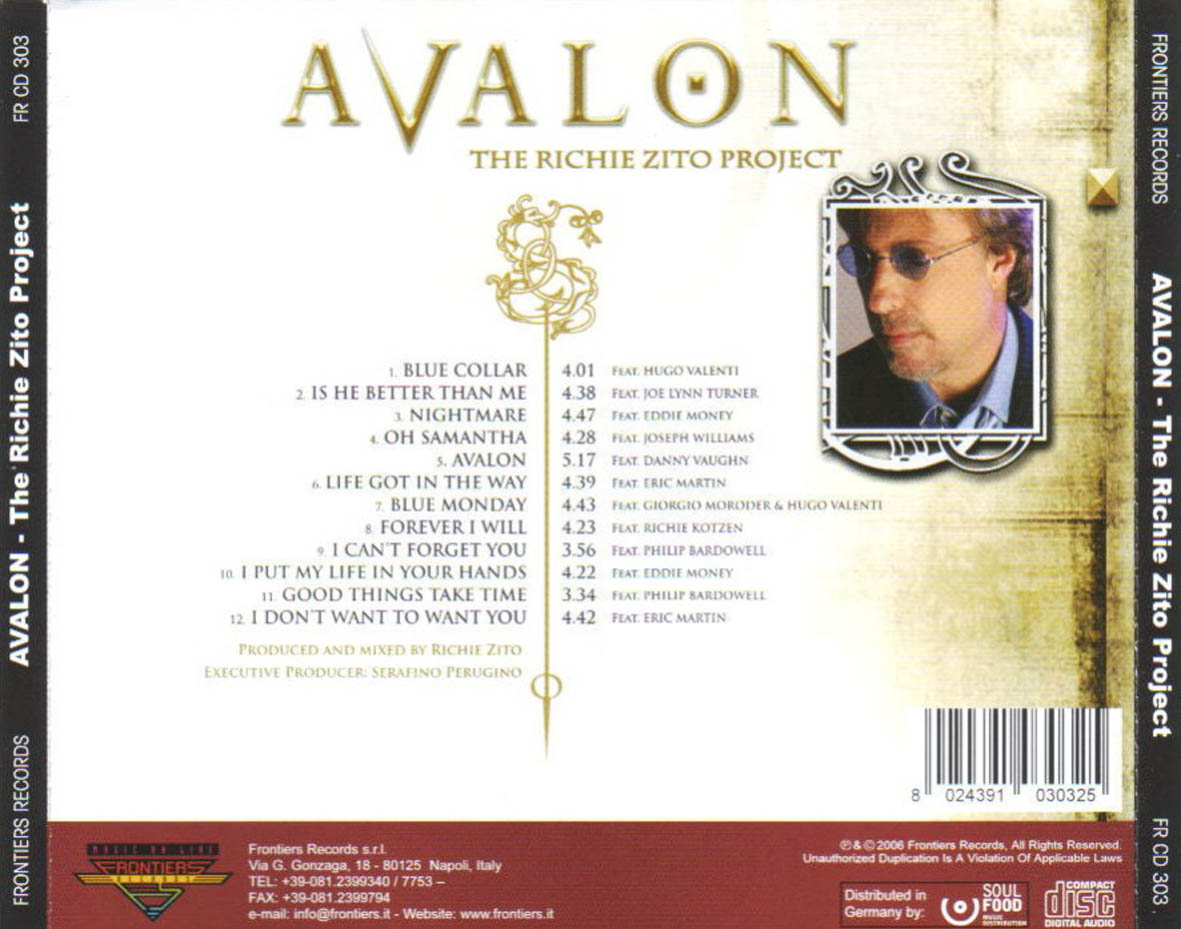 Cartula Trasera de Avalon - The Richie Zito Project