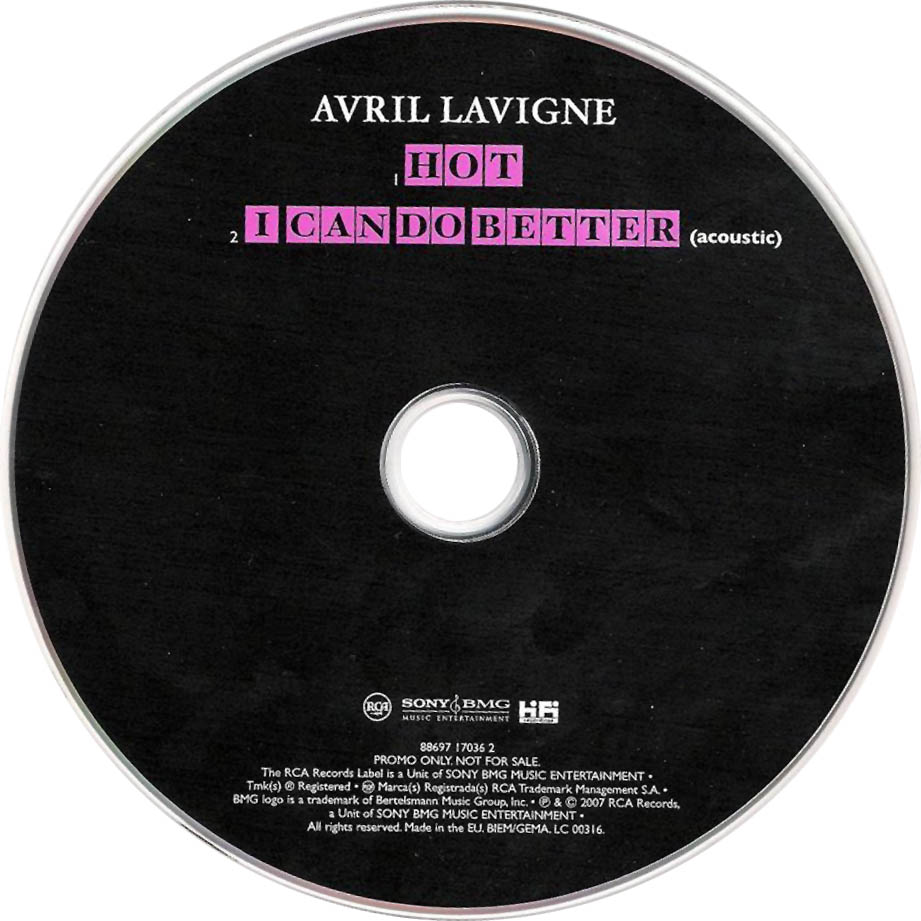 Cartula Cd de Avril Lavigne - Hot (Cd Single)