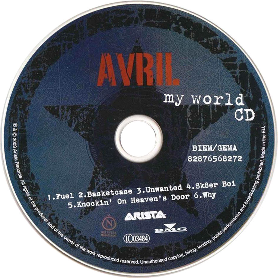 Cartula Cd de Avril Lavigne - My World