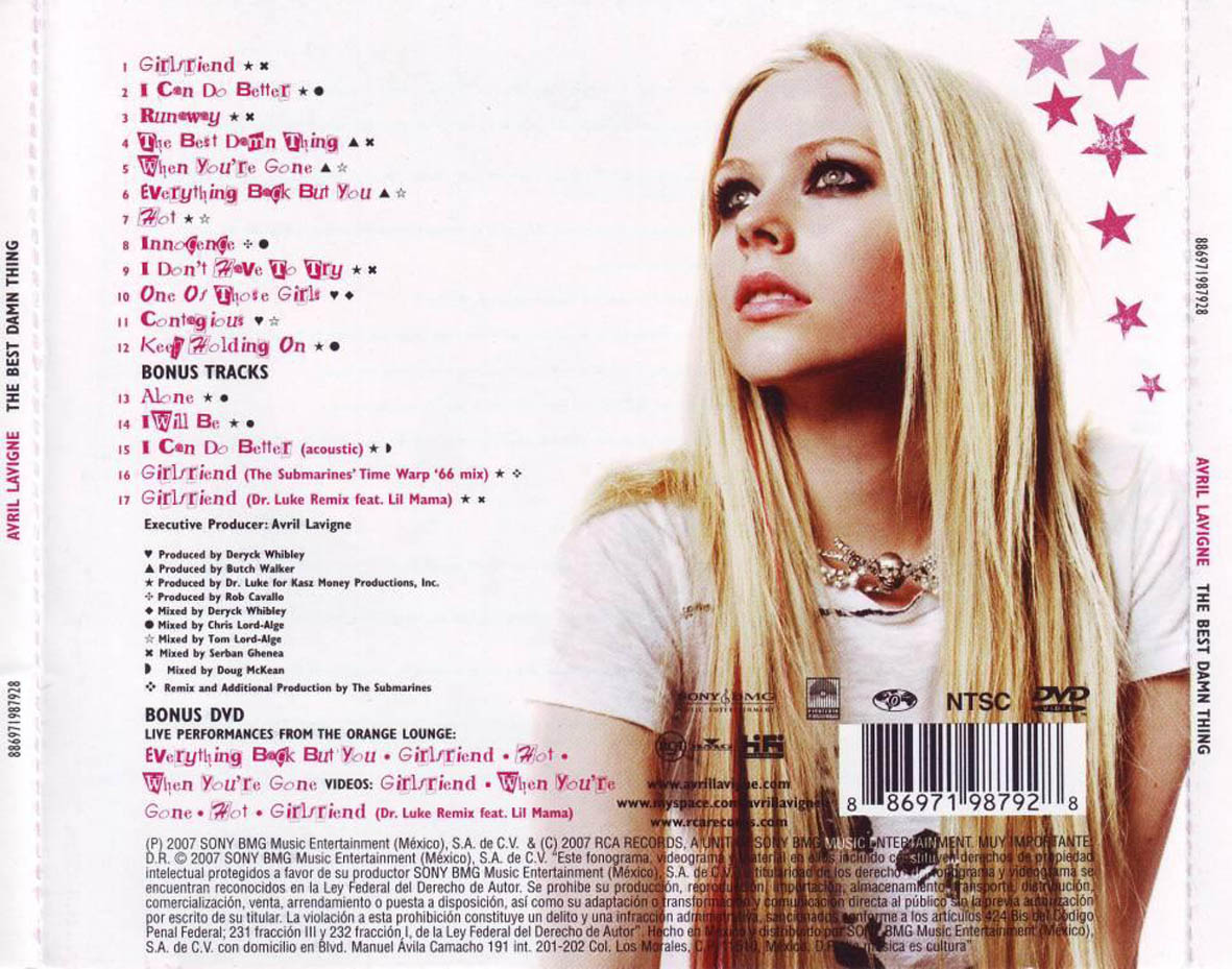 Cartula Trasera de Avril Lavigne - The Best Damn Thing (Limited Edition)