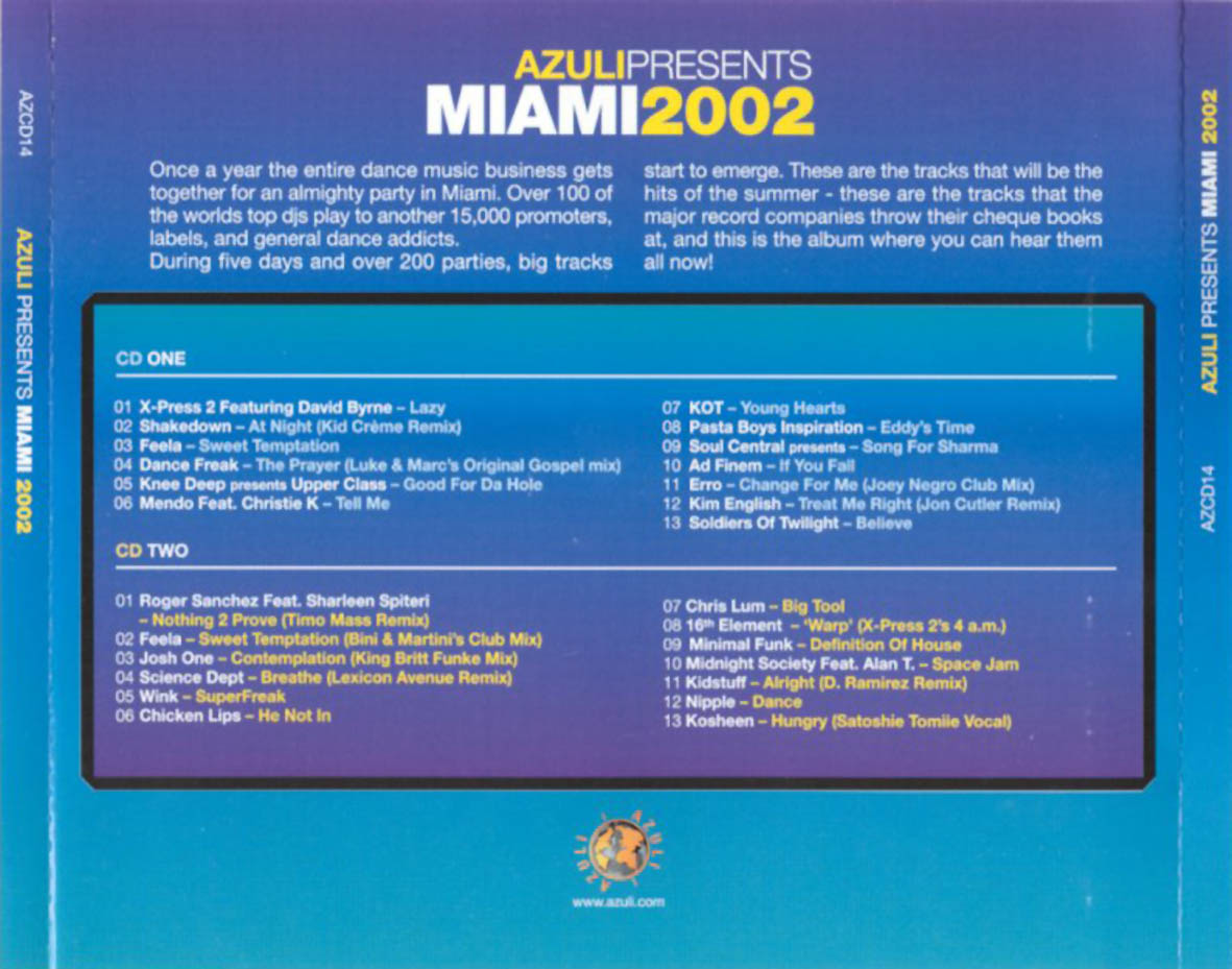 Cartula Trasera de Azuli Presents Miami 2002