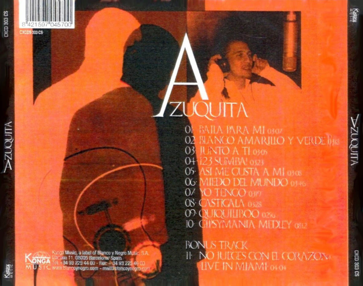 Cartula Trasera de Azuquita - Baila Para Mi