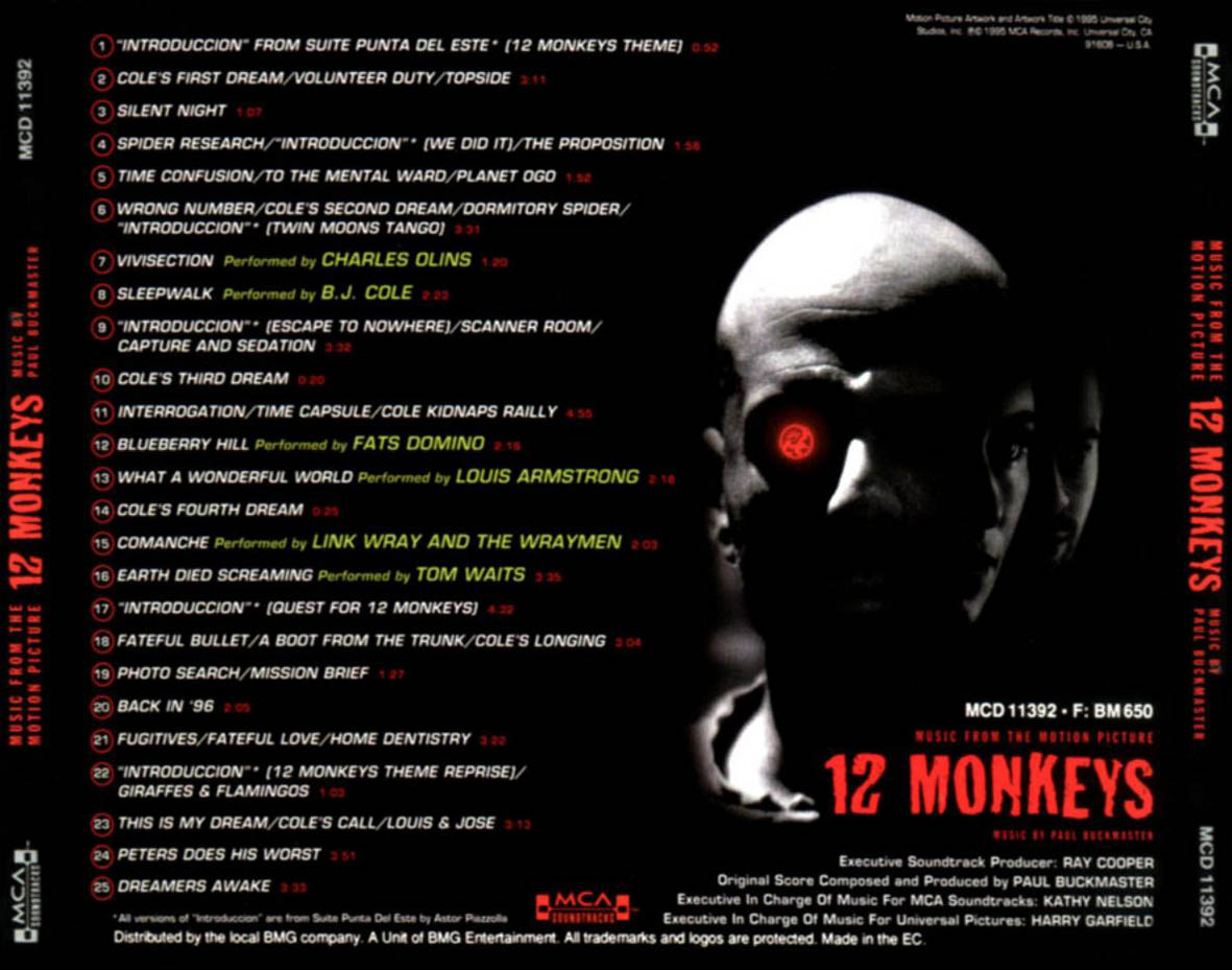 Cartula Trasera de Bso 12 Monos (12 Monkeys)