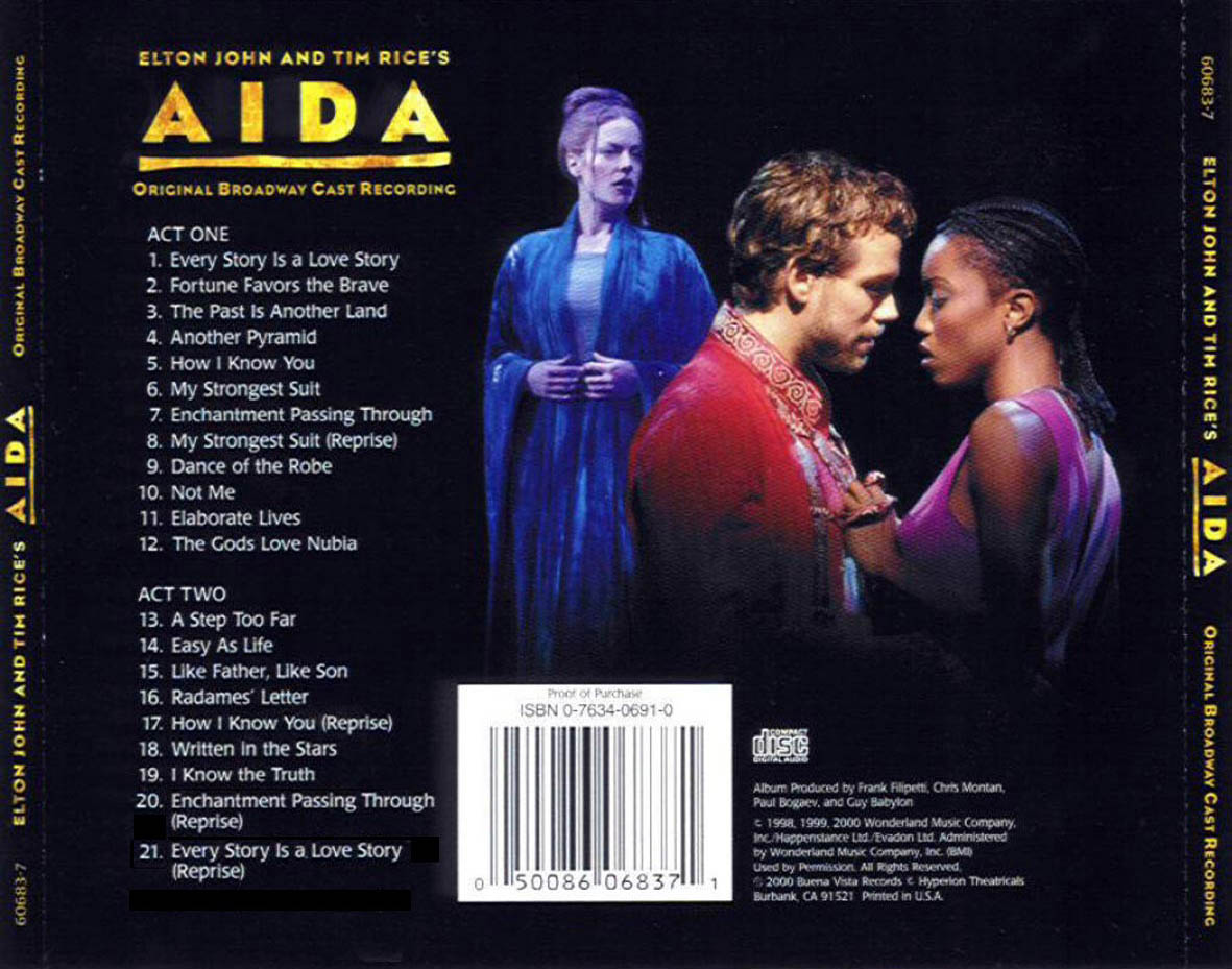 Cartula Trasera de Bso Aida (Original Broadway Cast Recording)