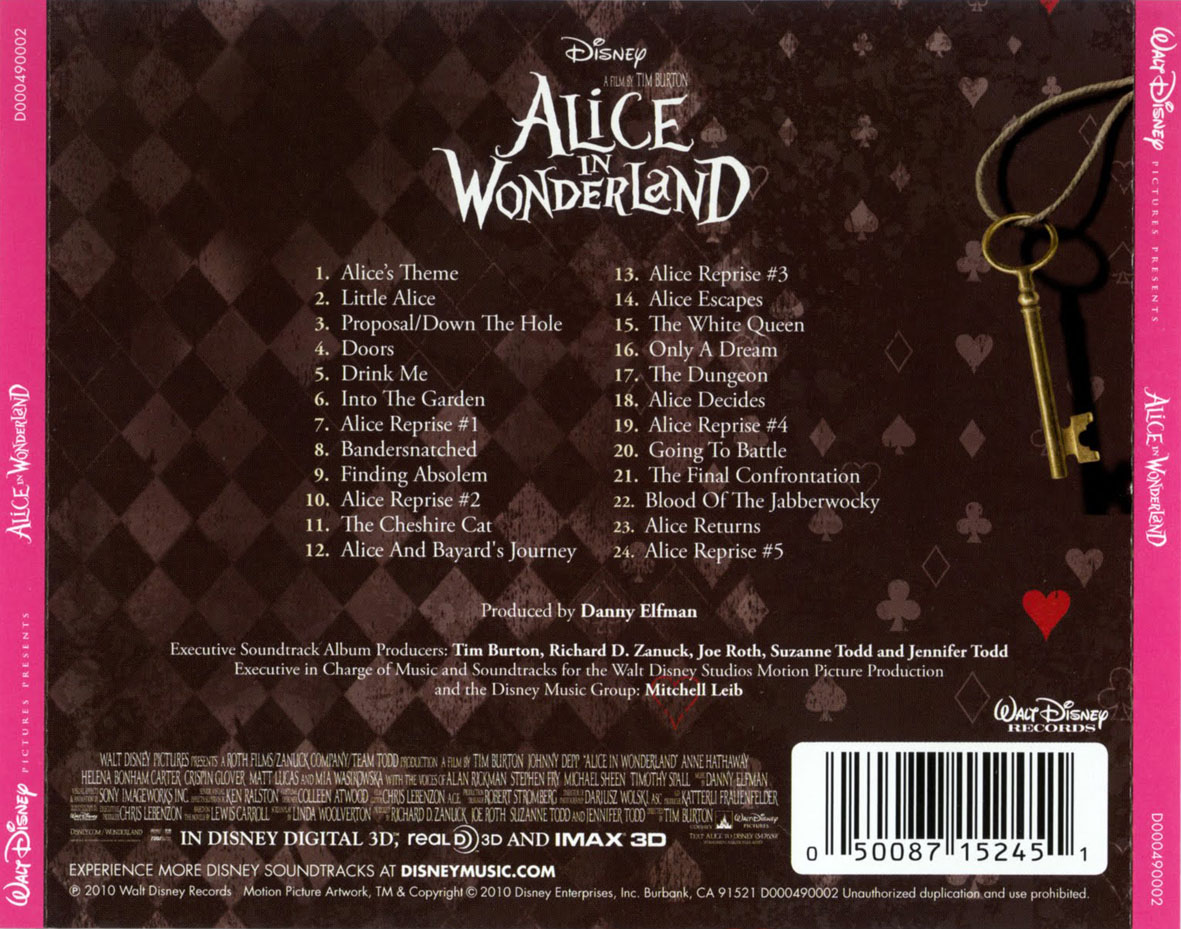 Cartula Trasera de Bso Alicia En El Pais De Las Maravillas (Alice In Wonderland)