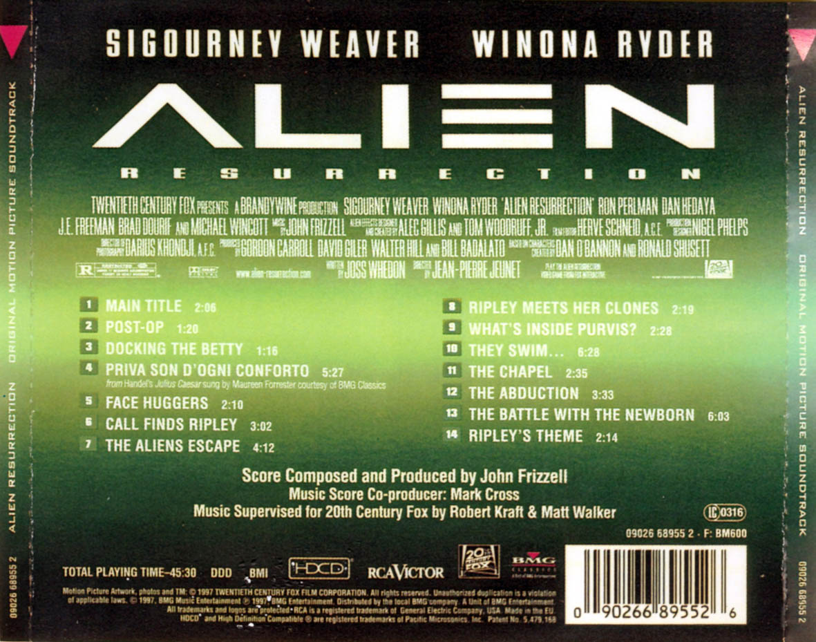 Car�tula Trasera de Bso Alien Resurreccion (Alien Resurrection)