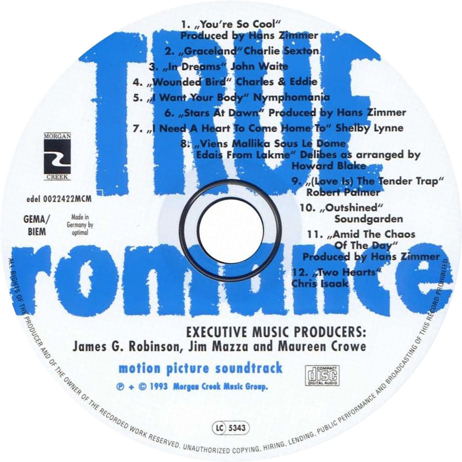 Cartula Cd de Bso Amor A Quemarropa (True Romance)