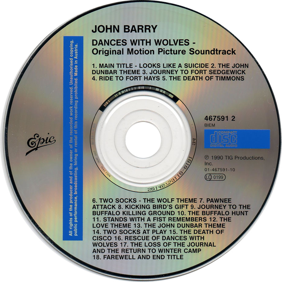 Car�tula Cd de Bso Bailando Con Lobos (Dances With Wolves)