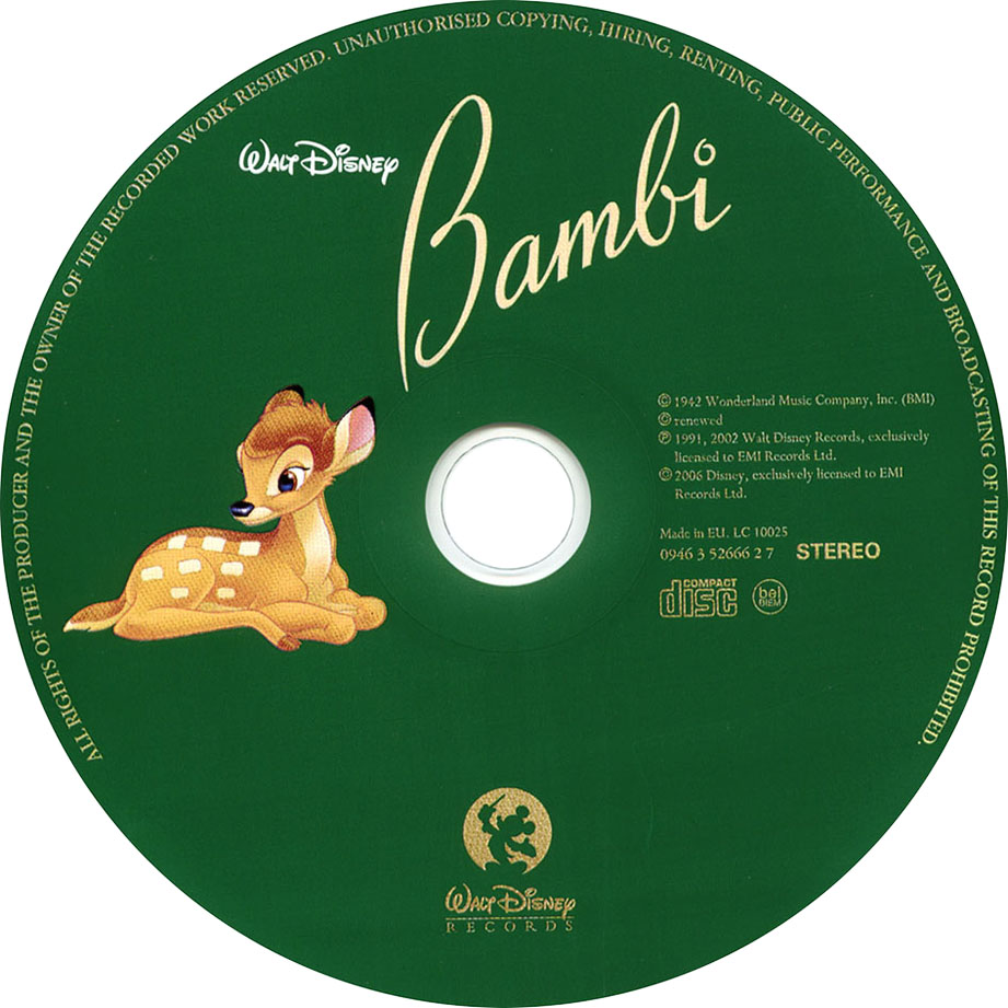 Cartula Cd de Bso Bambi (Version En Espaol)