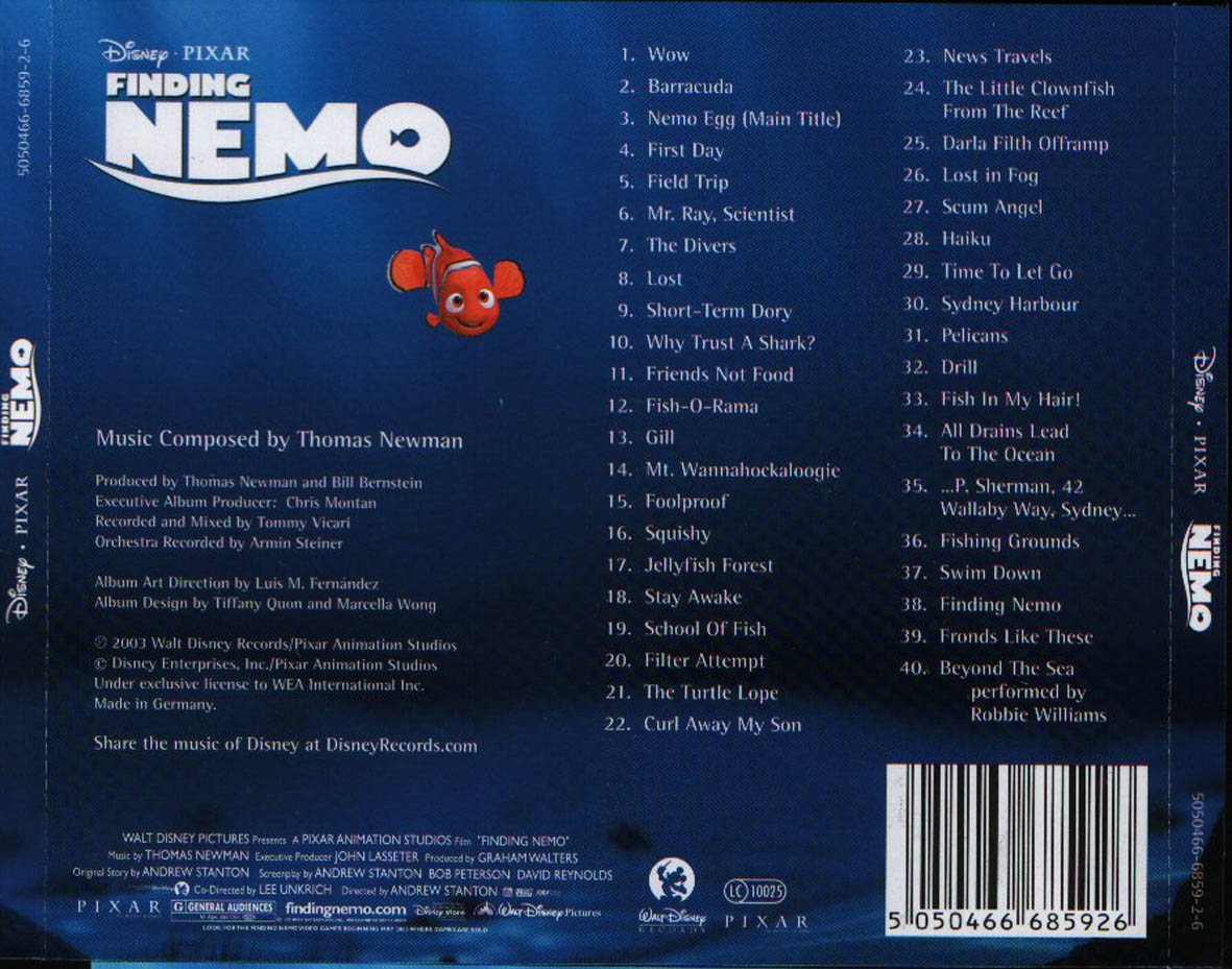 Cartula Trasera de Bso Buscando A Nemo (Finding Nemo)