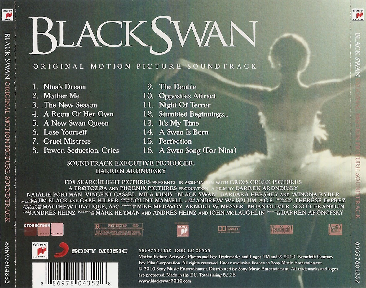 Cartula Trasera de Bso Cisne Negro (Black Swan)