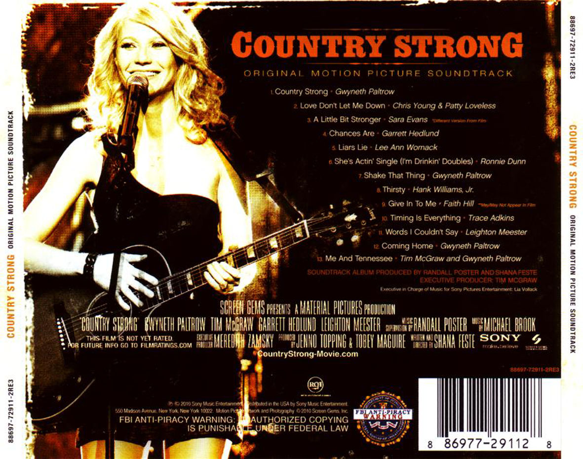 Cartula Trasera de Bso Country Strong