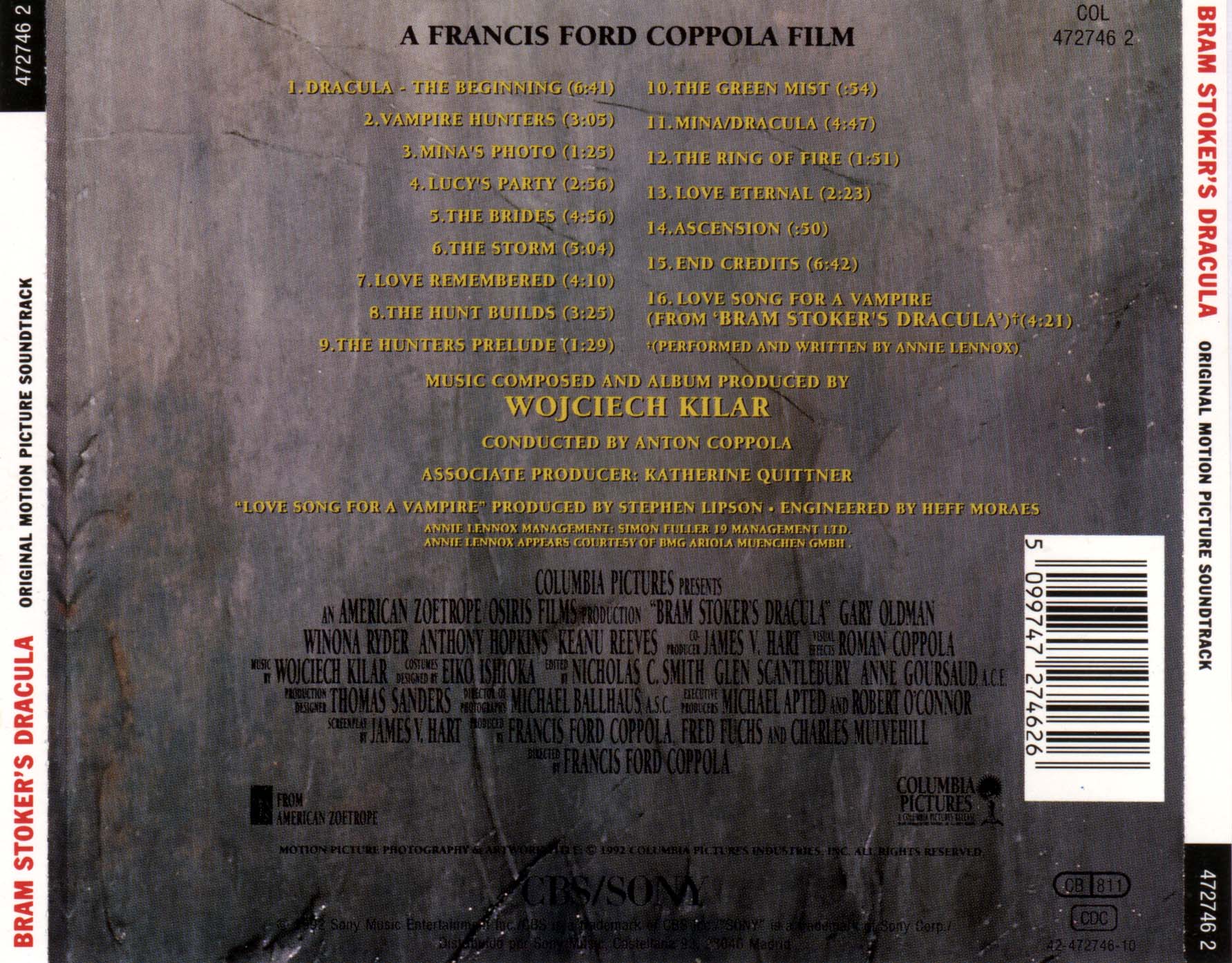 Car�tula Trasera de Bso Dracula