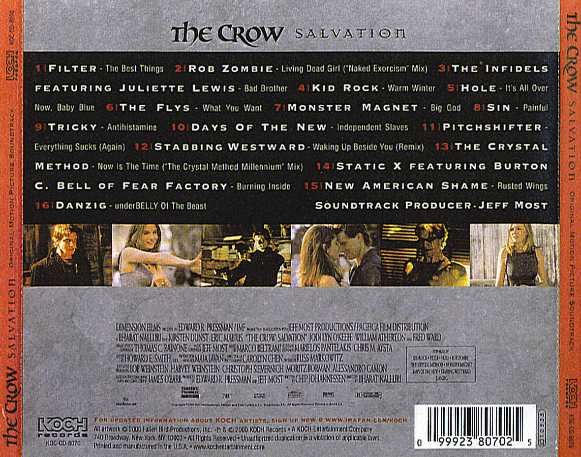 Cartula Trasera de Bso El Cuervo 3 (The Crow Salvation)