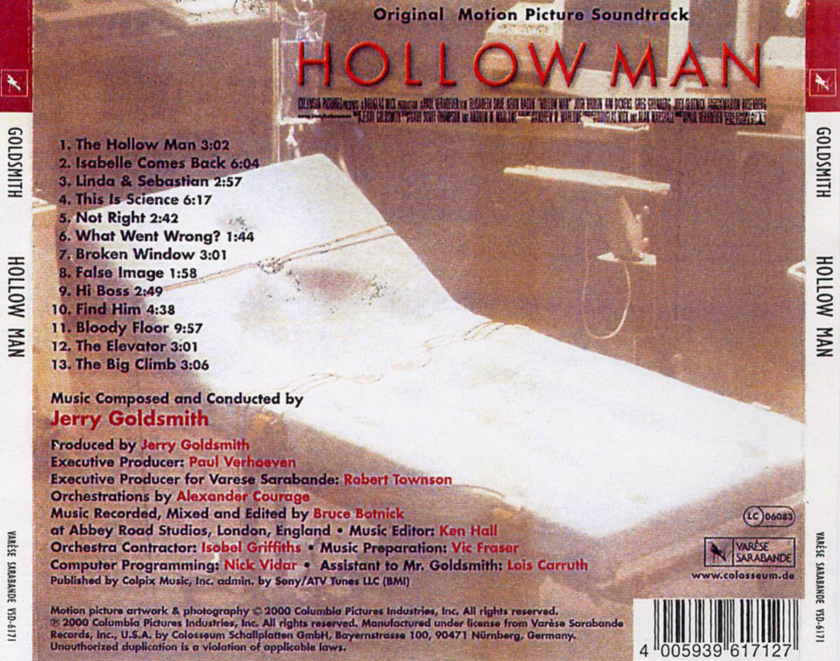 Car�tula Trasera de Bso El Hombre Sin Sombra (Hollow Man)