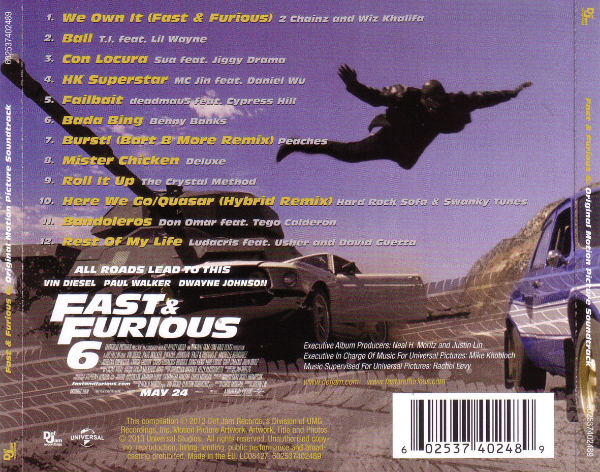 Cartula Trasera de Bso Fast & Furious 6