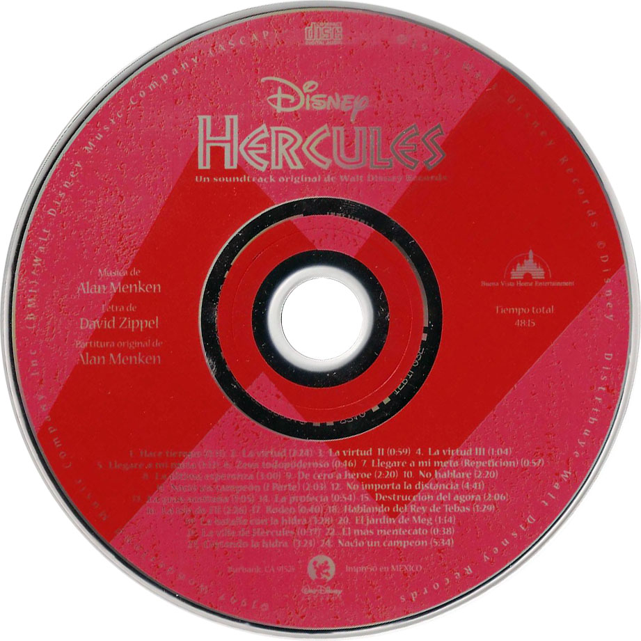 Cartula Cd de Bso Hercules (Edicion Mexico)