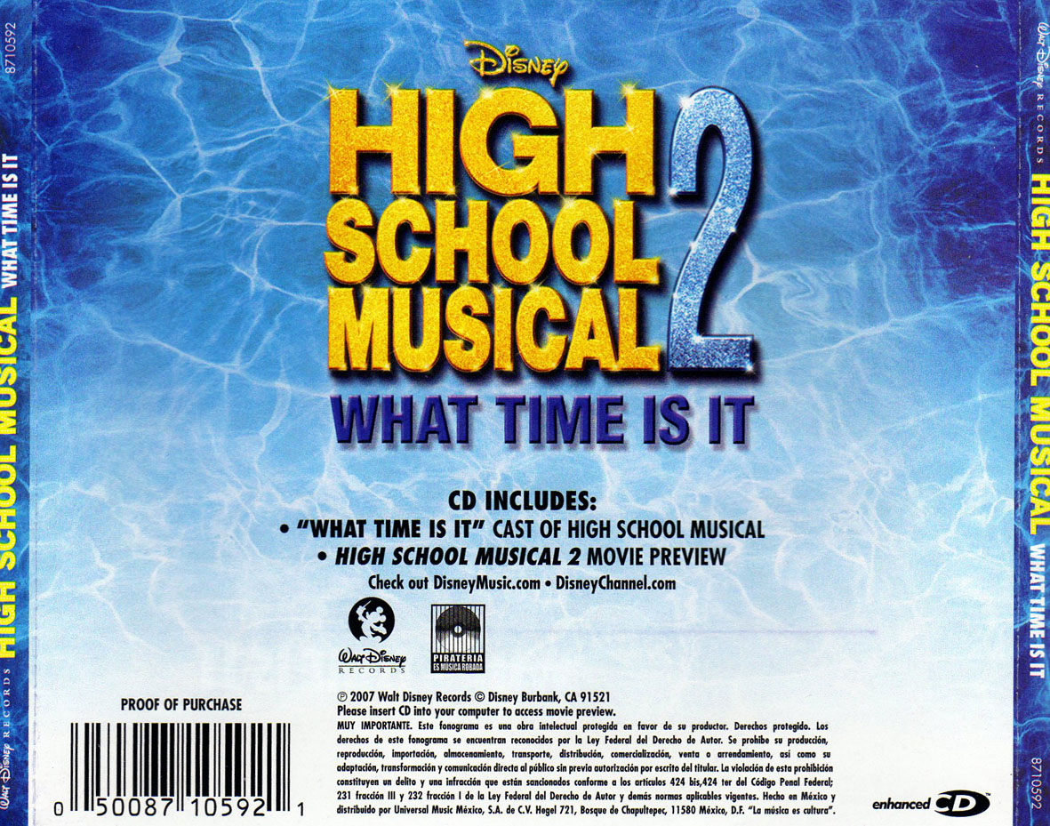 Cartula Trasera de Bso High School Musical 2 What Time Is It (Cd Single)