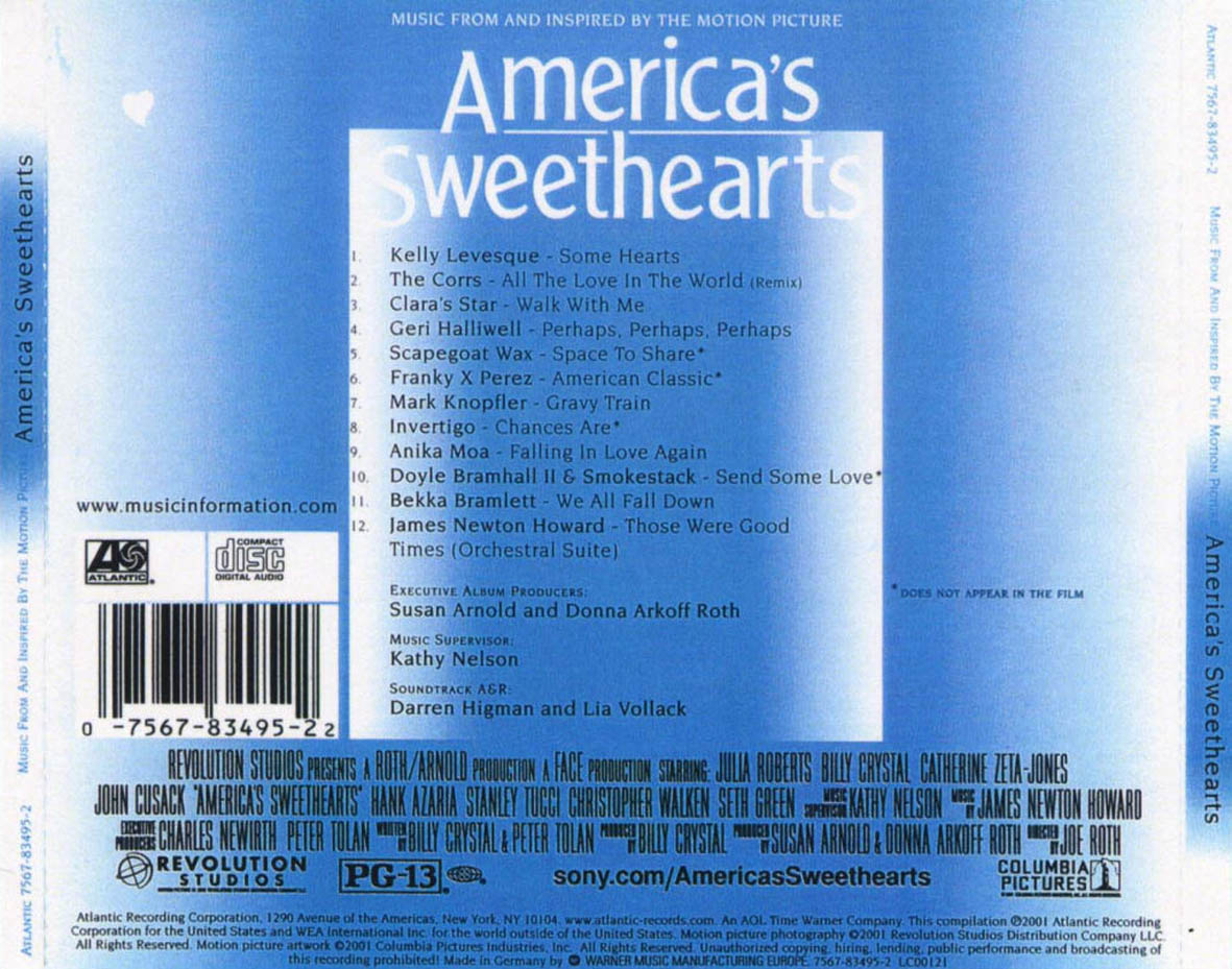 Cartula Trasera de Bso La Pareja Del Ao (America's Sweethearts)