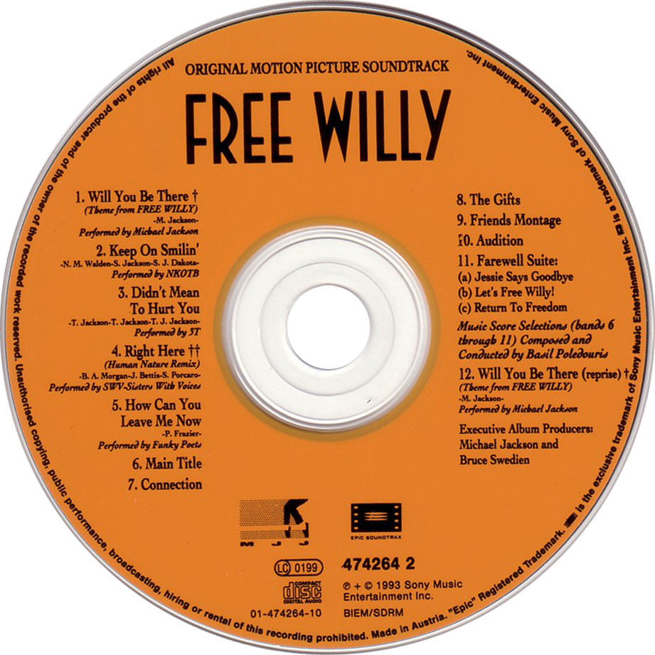 Cartula Cd de Bso Liberad A Willy (Free Willy)