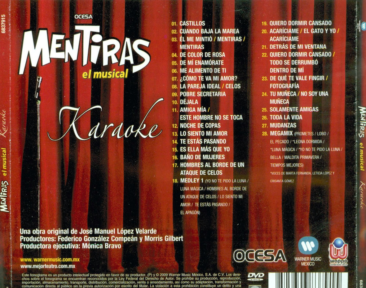 Car�tula Trasera de Bso Mentiras El Musical (Karaoke)