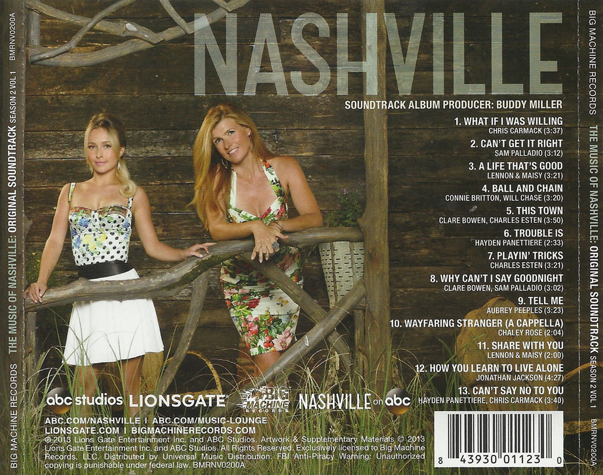 Cartula Trasera de Bso Nashville Season 2, Volume 1