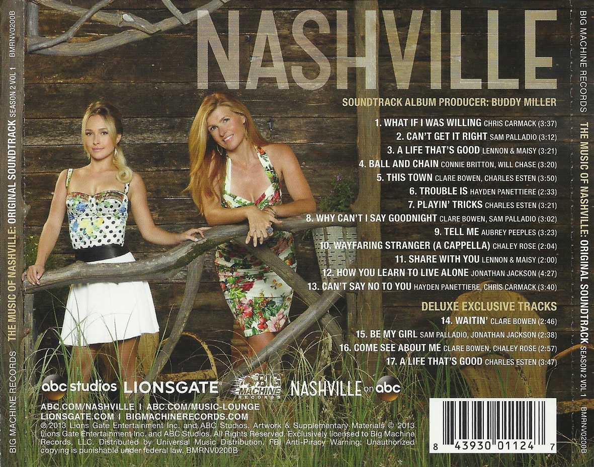 Cartula Trasera de Bso Nashville Season 2, Volume 1 (Deluxe Edition)