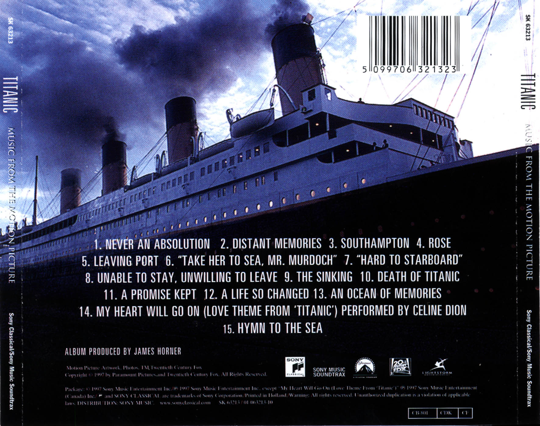 Cartula Trasera de Bso Titanic