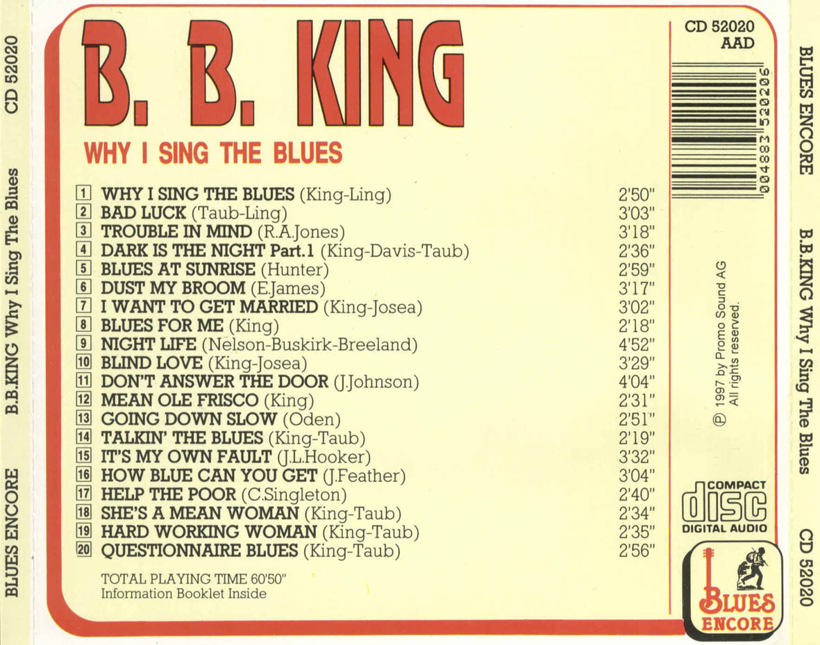 Cartula Trasera de B.b. King - Why I Sing The Blues