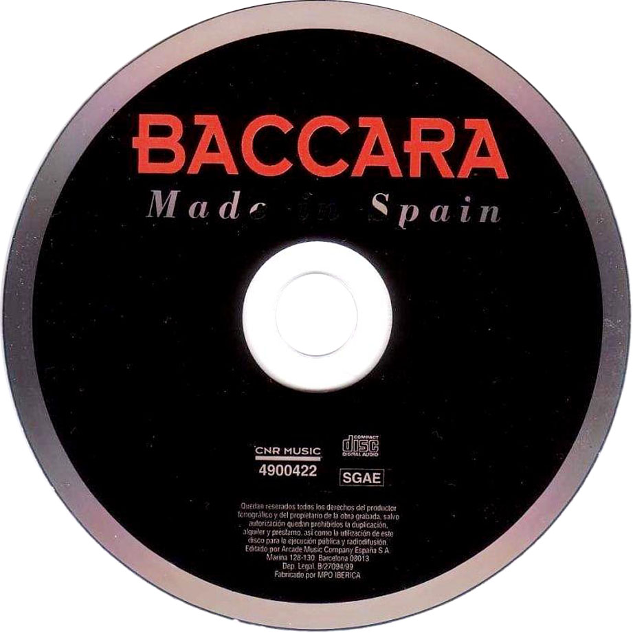 Cartula Cd de Baccara - Made In Spain