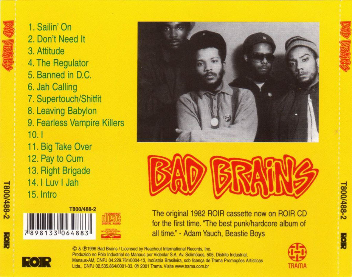 Cartula Trasera de Bad Brains - Bad Brains