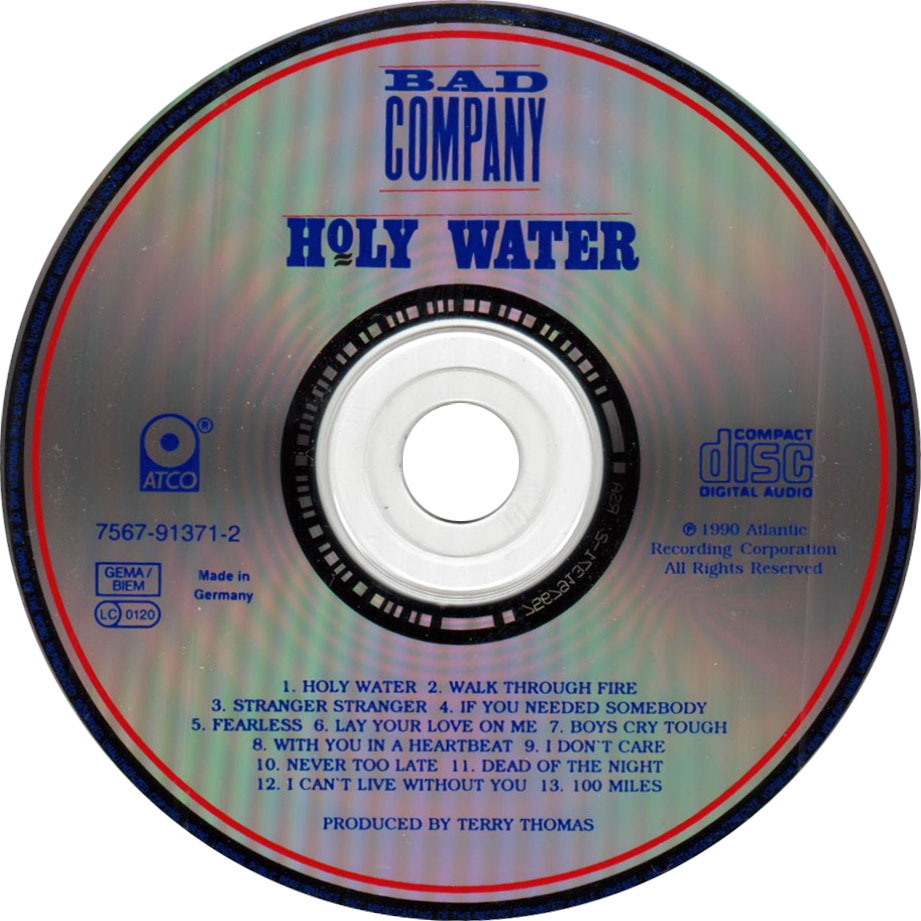Cartula Cd de Bad Company - Holy Water