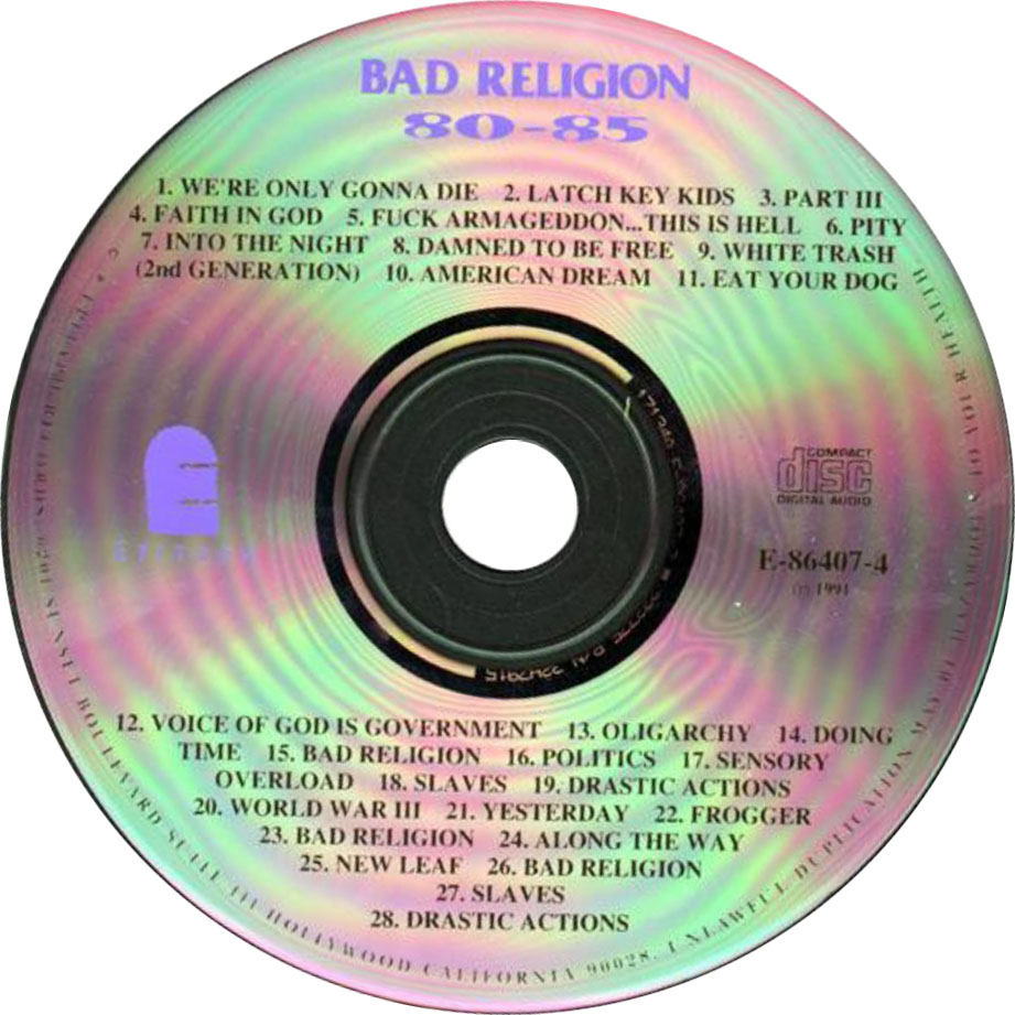 Cartula Cd de Bad Religion - 80-85