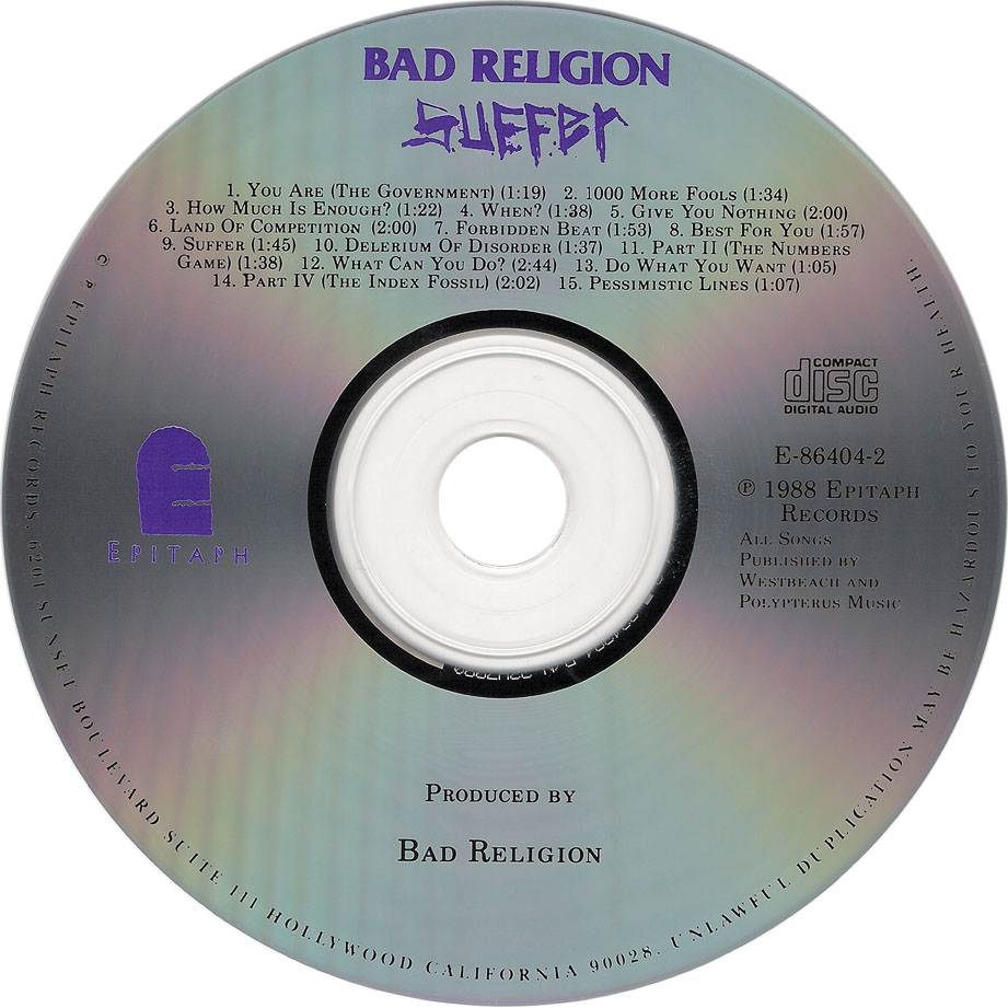 Cartula Cd de Bad Religion - Suffer