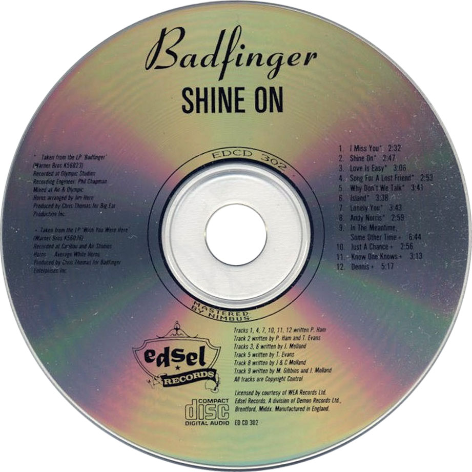 Cartula Cd de Badfinger - Shine On
