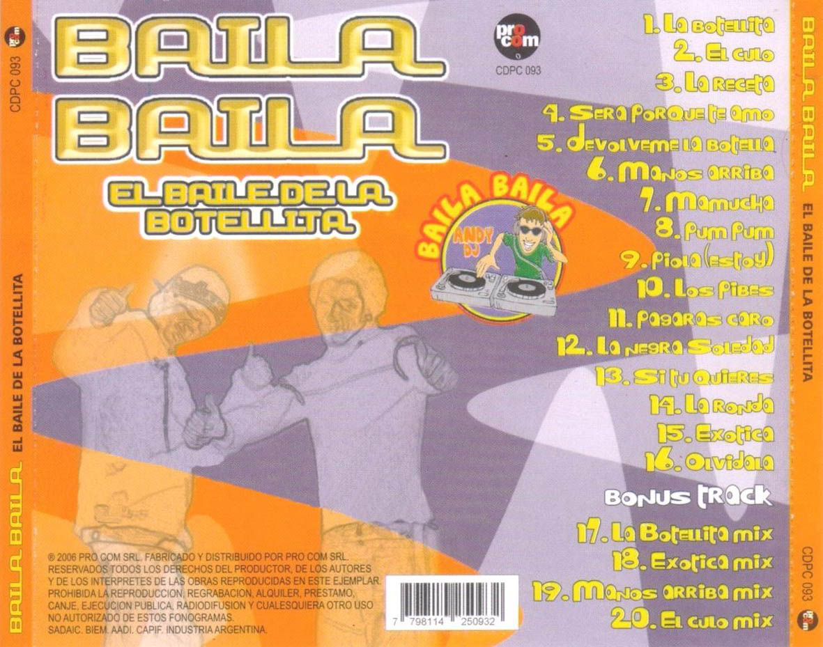Cartula Trasera de Baila Baila - El Baile De La Botellita